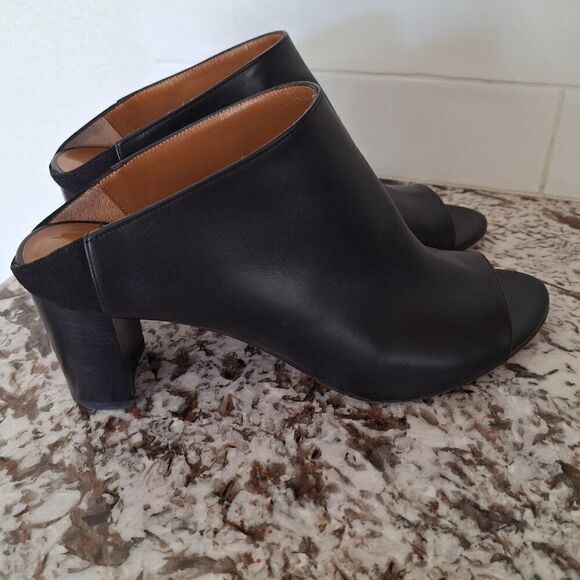 Aquatalia Sample leather Black open toe mule heeled sandals size‎ 10 - Picture 2 of 10